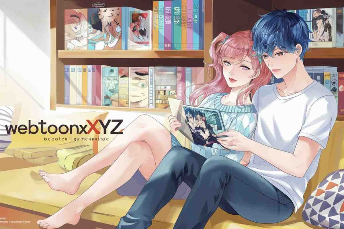 Manhwa Read WebtoonXYZ in a cozy setting with a couple reading together.