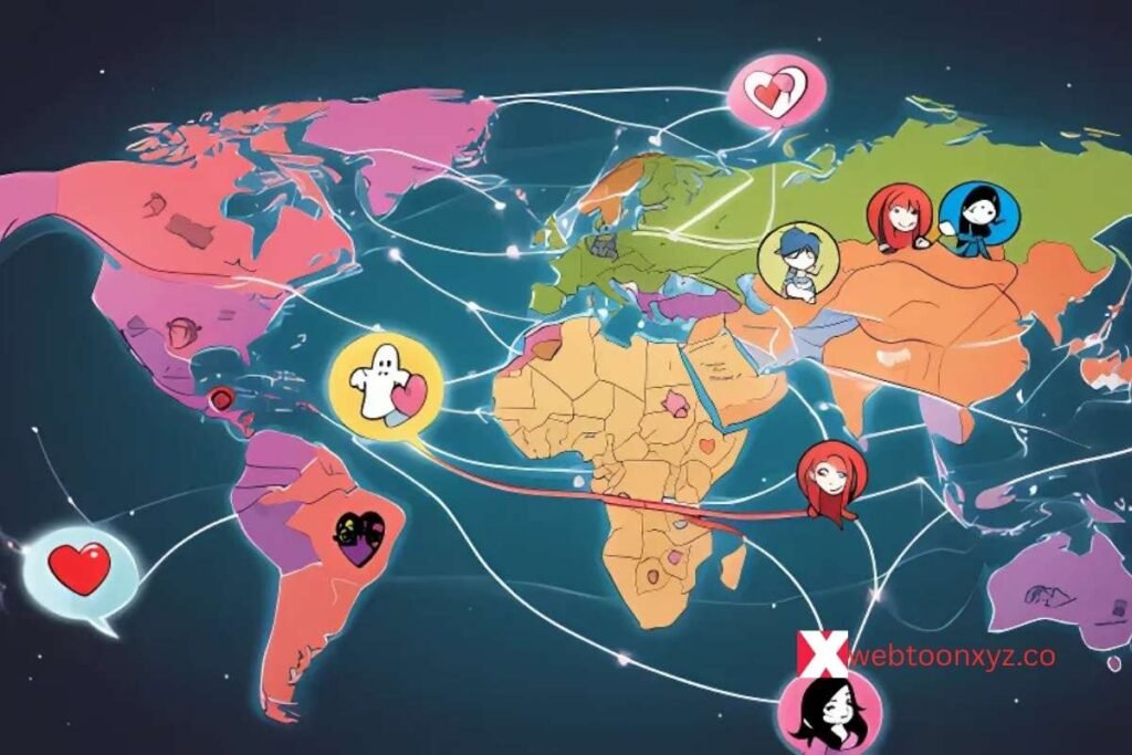 A map showing popularity of webtoon.xy