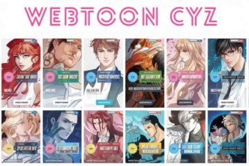 Webtoon CYZ platform featuring collection of popular comic thumbnails