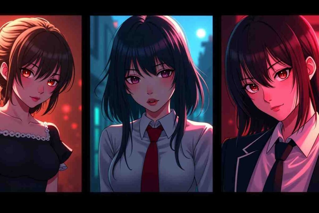 Three female protagonists from Webtoon CYZ series with dramatic lighting