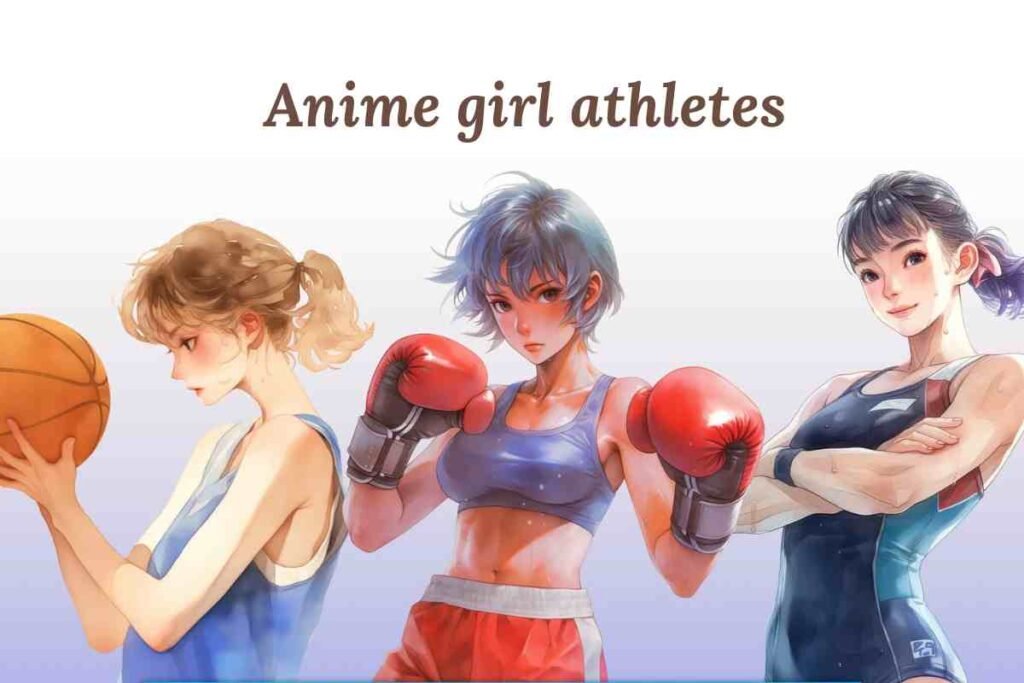 Anime girl athletes: basketball, boxing, swimming.