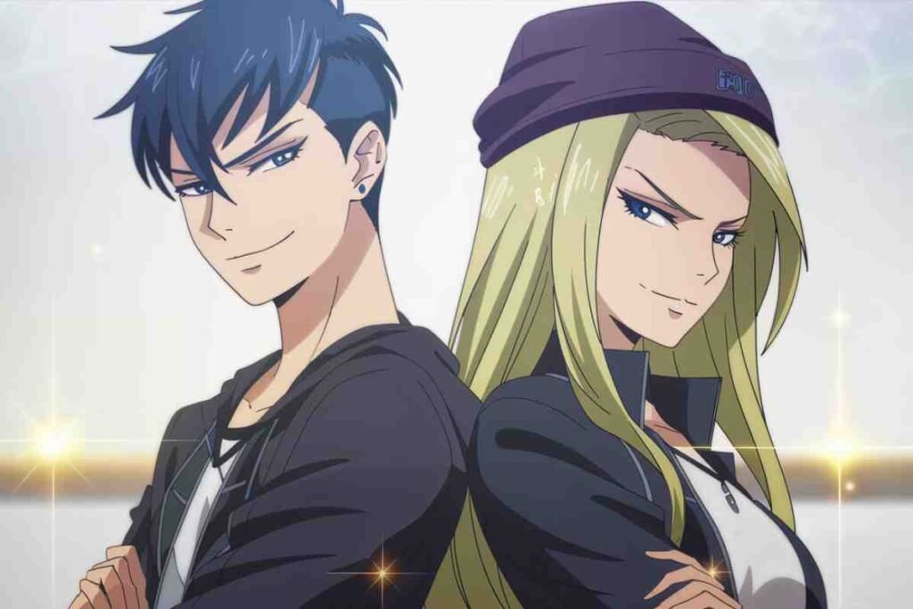 Na Kang Lim webtoon character alongside blonde companion in stylish casual wear