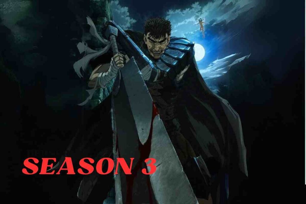 Berserk Season 3 fan art featuring Guts under a full moon.