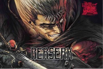 Guts in Berserk Season 3 manga art, fierce and wielding his massive sword.