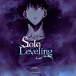 Solo Leveling anime poster featuring Sung Jinwoo with glowing eyes in a smoky purple aura. Discover where can i read solo leveling online.