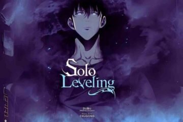Solo Leveling anime poster featuring Sung Jinwoo with glowing eyes in a smoky purple aura. Discover where can i read solo leveling online.