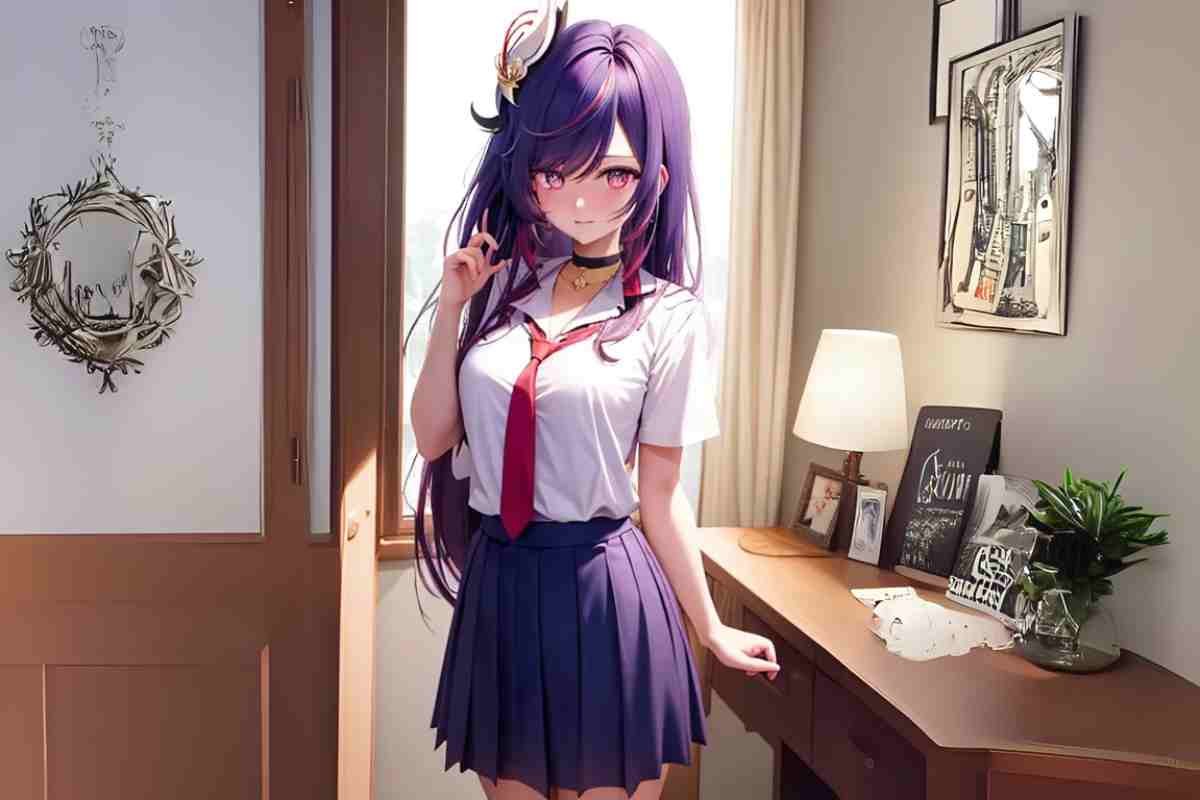 Maplestar My Dress Up Darling purple-haired character in school uniform outfit