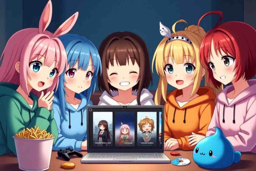 girls webtoons on a laptop with comic art displayed.