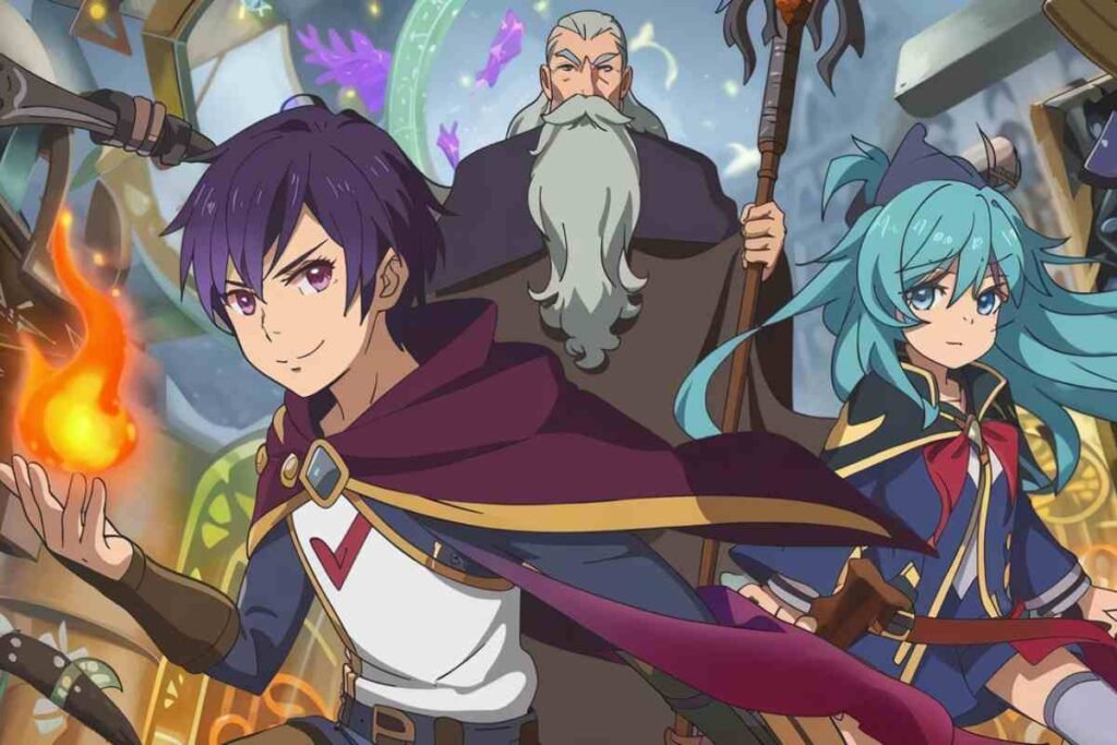 Wise Man's Grandchild characters Shin, Merlin and allies ready for magical battle