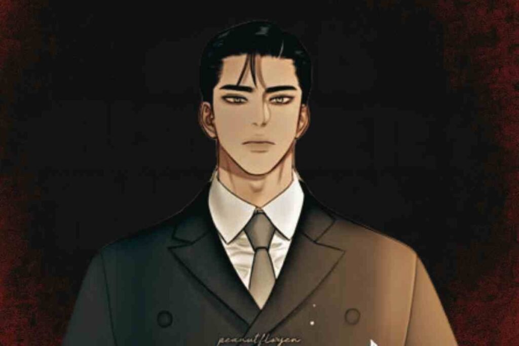 Stern male character from Serena Manhwa in a suit.