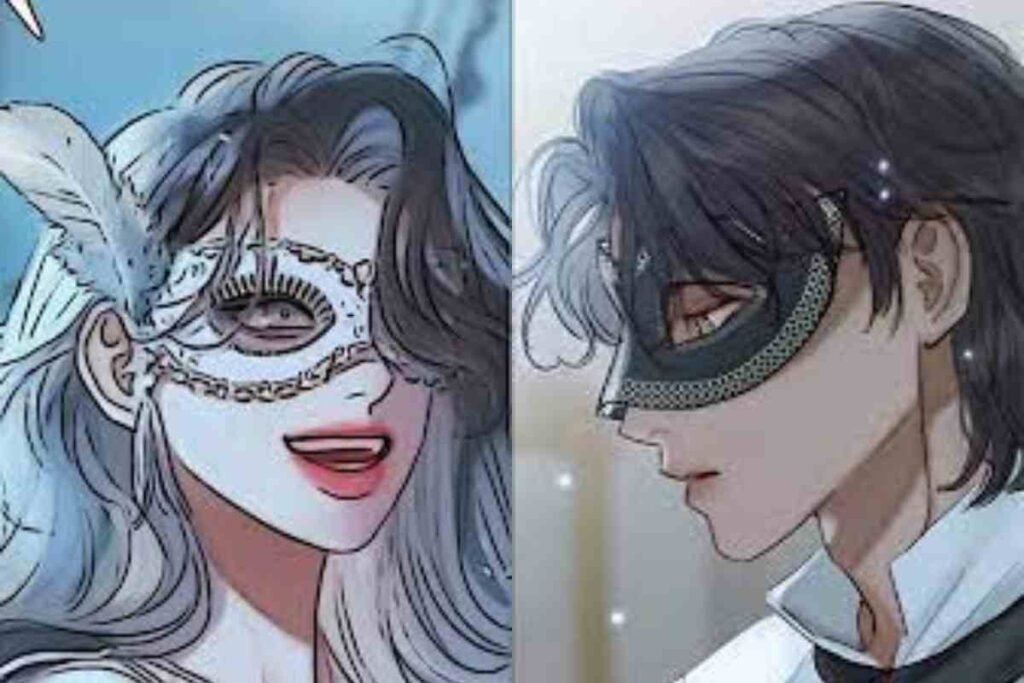 Serena Manhwa characters in masquerade masks.
