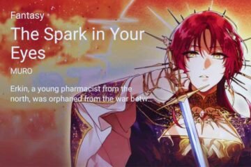 A red-haired heroine grips her sword, glowing with the spark in your eyes.