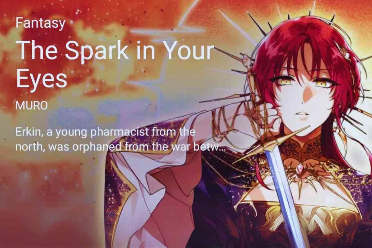 A red-haired heroine grips her sword, glowing with the spark in your eyes.