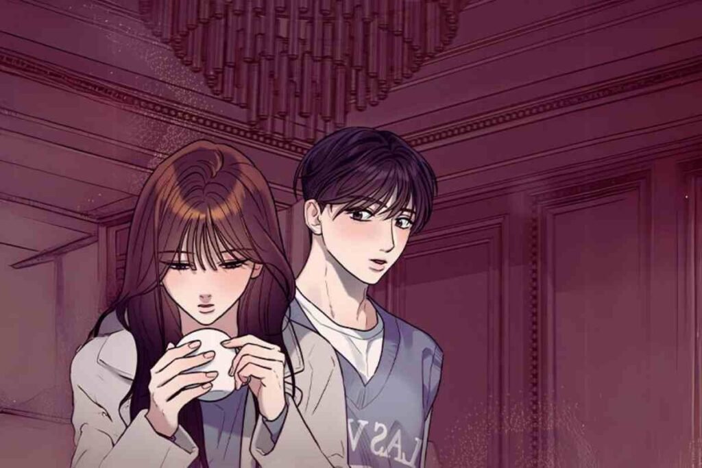 Romantic anime couple in a tender moment exuding elegant desire vibes