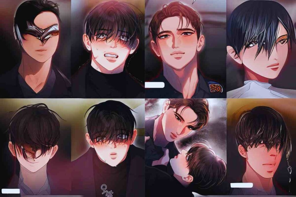 Anime-style characters in dramatic scenes reflecting elegant desire themes