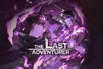 Two anime heroes clash with purple energy in The Last Adventurer cover art